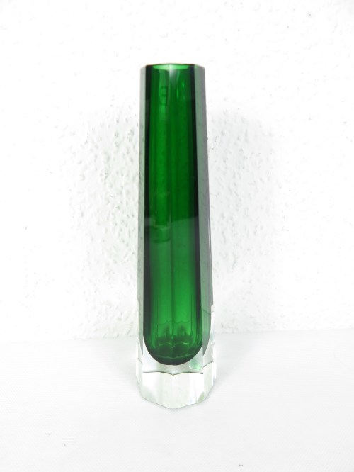 60er Blockvase, Fasettenvase, Grün