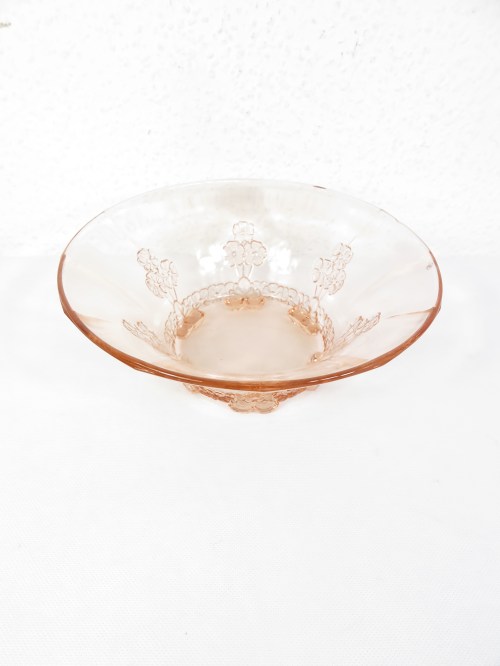 Bild 2 von 20er Jugendstiel kleine Obstschale, Pressglas altrosa