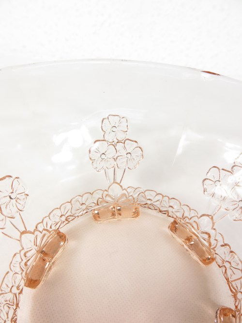 Bild 3 von 20er Jugendstiel kleine Obstschale, Pressglas altrosa