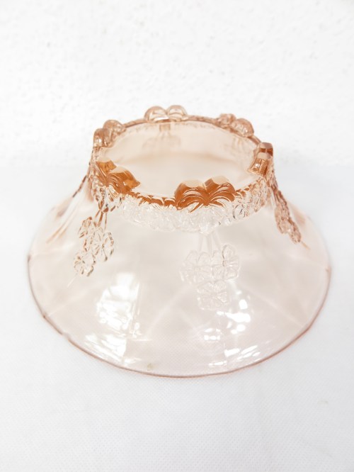Bild 5 von 20er Jugendstiel kleine Obstschale, Pressglas altrosa