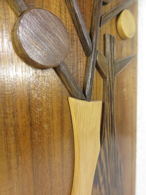 Bild 3 von 60er Holzbild Vase mit Blümen
