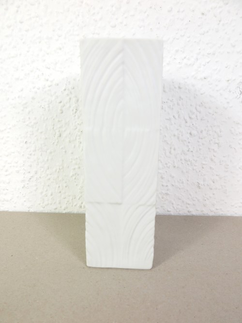 70er Bisquitporzellan Vase eckig Martin Freyer weiß
