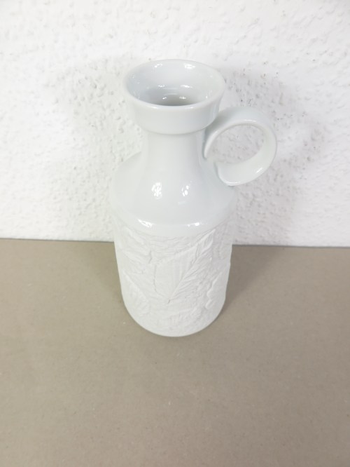 Bild 3 von 70er Bisquitporzellan Vase  weiß, Seltmann Arzberg Blatt Relief