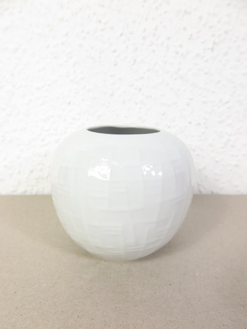 80er Porzellan Vase Royal Bavaria KM, weiß, kleine Kugelvase