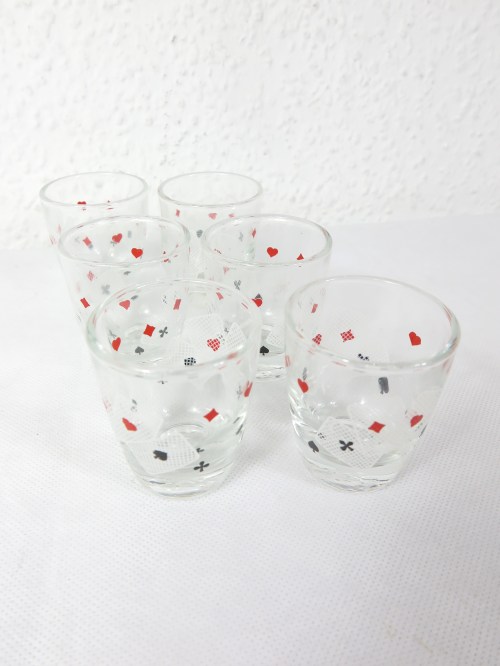 70's Schnapspinnchen Jeu de cartes, verres à liqueur