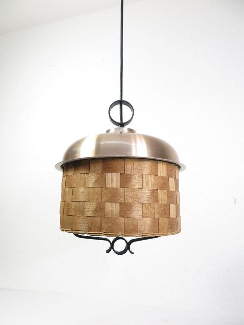 Bild 1 von 70s wicker lamp, copper lamp, wrought iron lamp