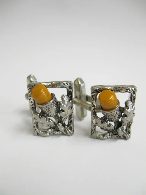 70s cufflinks acorn