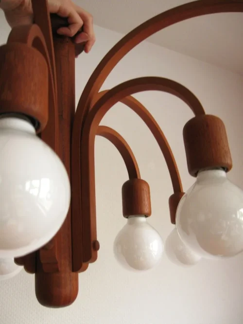 70er Domus Deckenlampe Teakholz WOW!