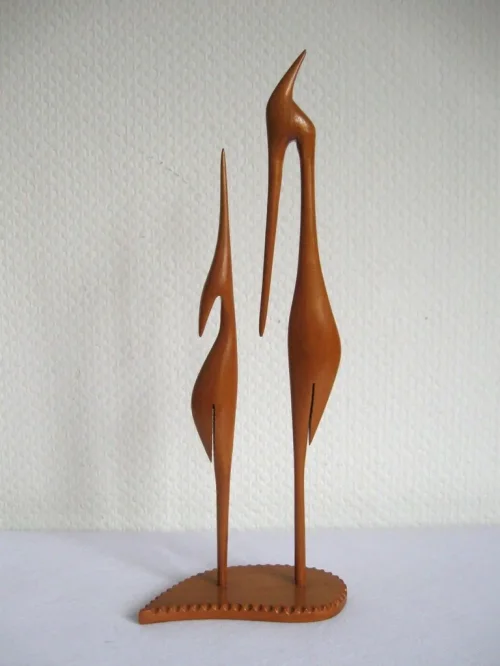 Bild 1 von 60er Vogelpaar Holzskulptur