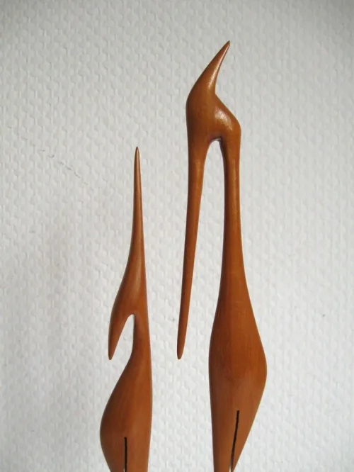 Bild 4 von 60er Vogelpaar Holzskulptur