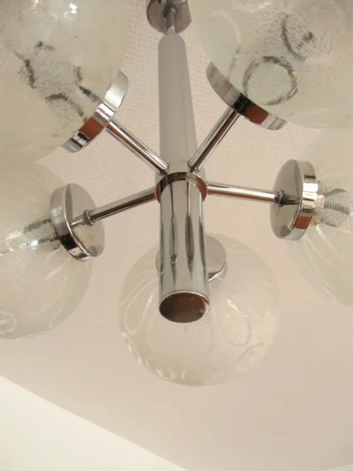 70er Chrom Deckenlampe
