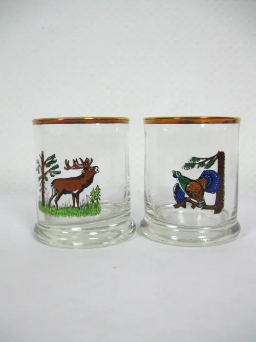Bild 4 von 70er Trinkgläser Set mit Jagd Jäger Motiven