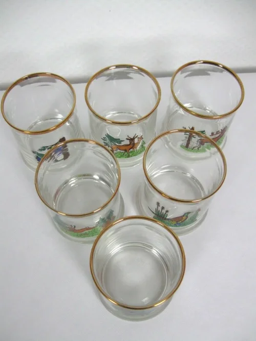 Bild 5 von 70er Trinkgläser Set mit Jagd Jäger Motiven