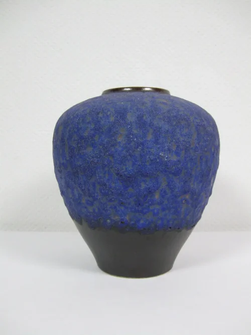 70er Vase blau glasiert