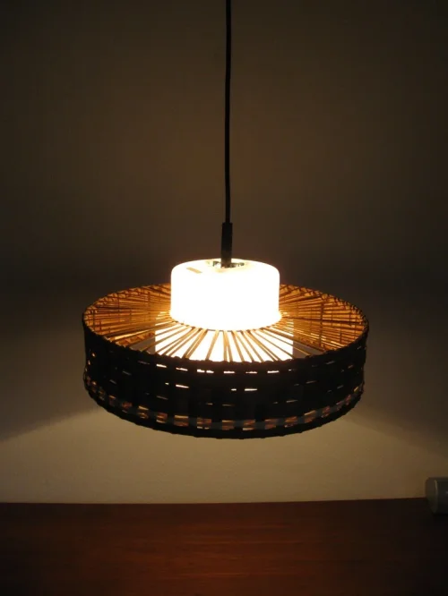 Bild 5 von 70er Pendellampe Doria, Korblampe, Rattanlampe