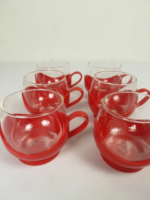 Vintage Melitta rotes Tee Becher Set