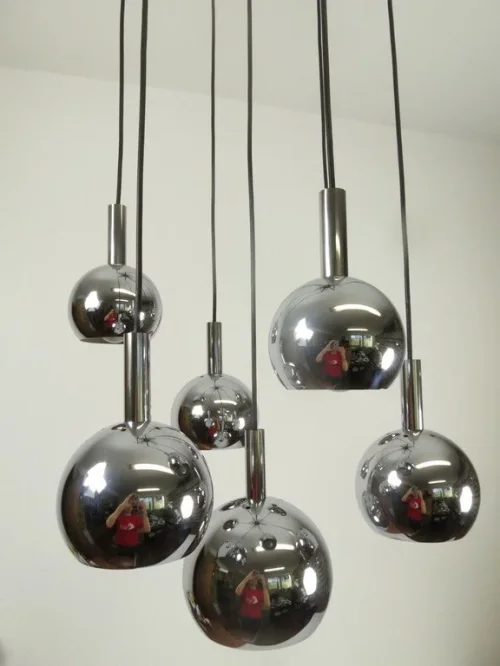 70er Chrom Kaskardenlampe