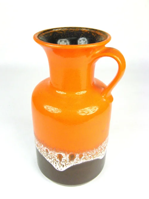 Bild 2 von 70er Henkelvase Orange Jasper