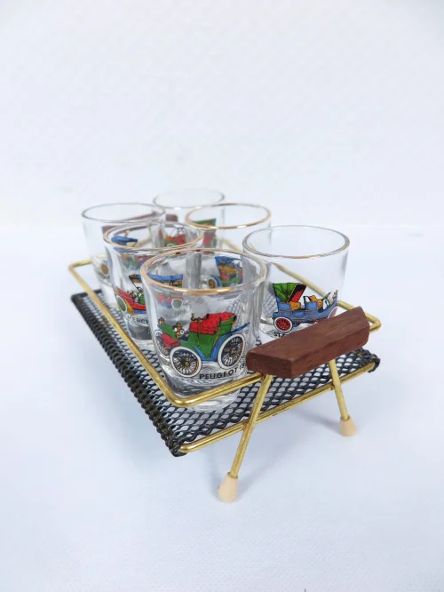 50s Schnapps set with vintage cars