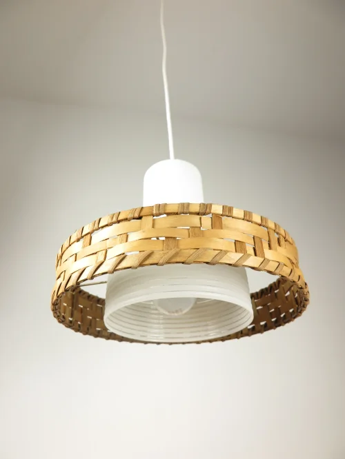 60er Rattan Lampe