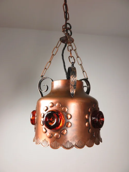 70er Kupferlampe 