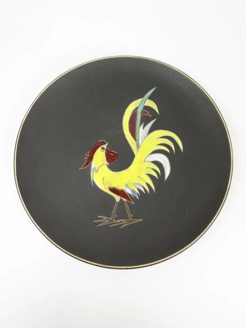 50s wall plate Ruscha ceramic cock