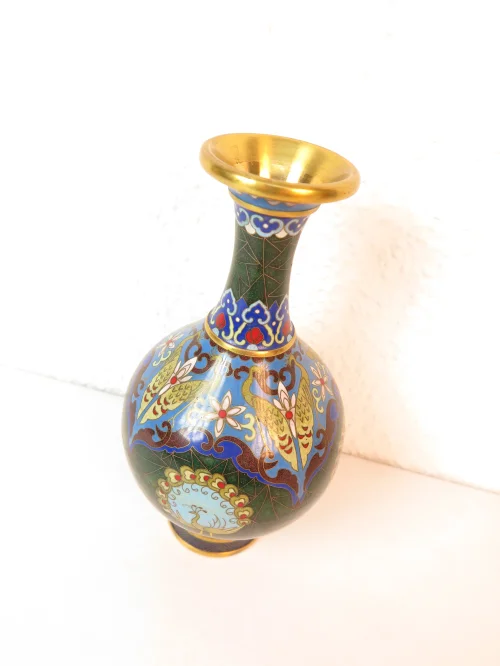 Bild 2 von 70s vase brass+enamel 