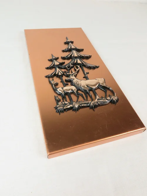 Bild 2 von 70er Kupferbild Hirsche