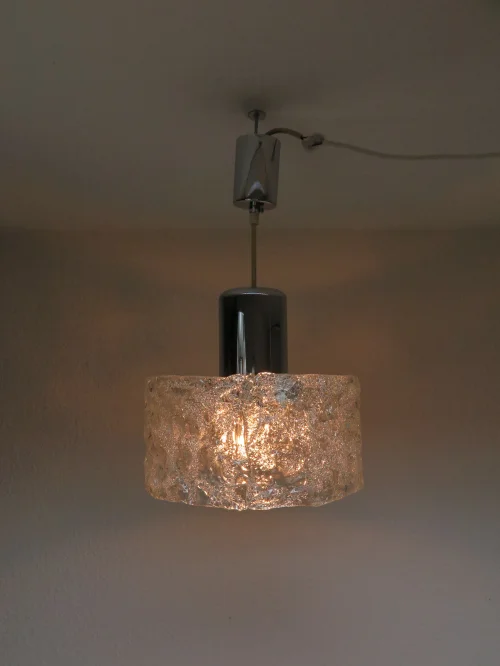 70er Deckenlampe, echter Glasschirm