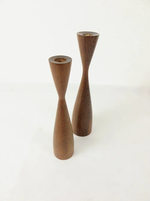 Bild 3 von 50er Holz Kerzenleuchter, dänische Handarbeit
