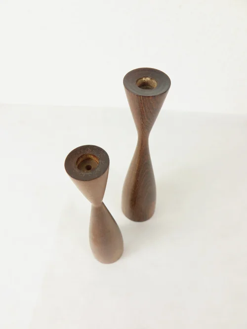 Bild 4 von 50er Holz Kerzenleuchter, dänische Handarbeit