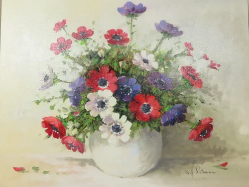 Bild 2 von 80er Ölbild Blumenstaruß