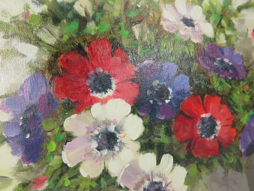 Bild 3 von 80er Ölbild Blumenstaruß