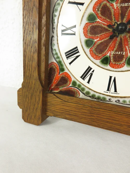 Bild 2 von 70er Küchenuhr Dugena Keramik und Holz