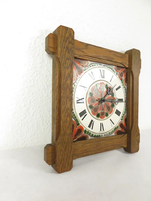 Bild 3 von 70er Küchenuhr Dugena Keramik und Holz