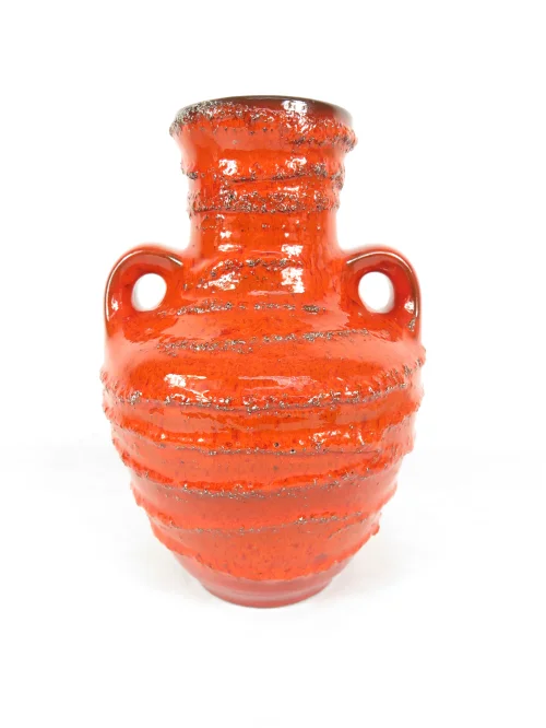 70er Künstlervase Orange-Rot