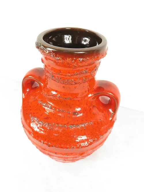 Bild 2 von 70er Künstlervase Orange-Rot