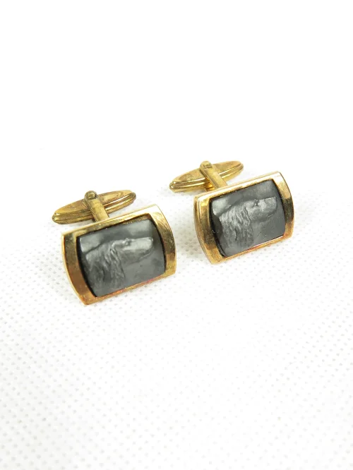60s cufflinks hunting dog