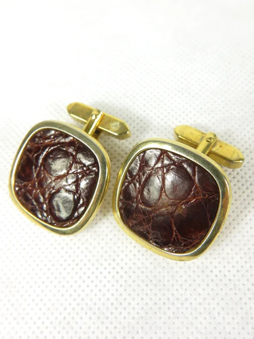 60s/70s cufflinks embossed leather