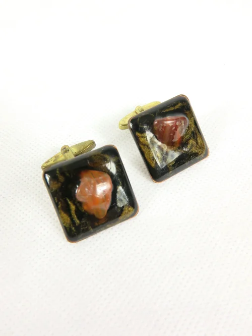 60s cufflinks with semi-precious stone and enamel