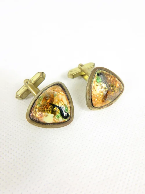 60s cufflinks, enamel