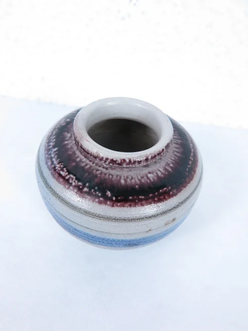 Bild 2 von 60er Steingut Vase, Blaukeramik