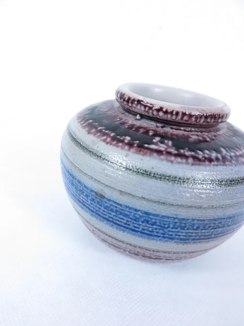 Bild 4 von 60er Steingut Vase, Blaukeramik