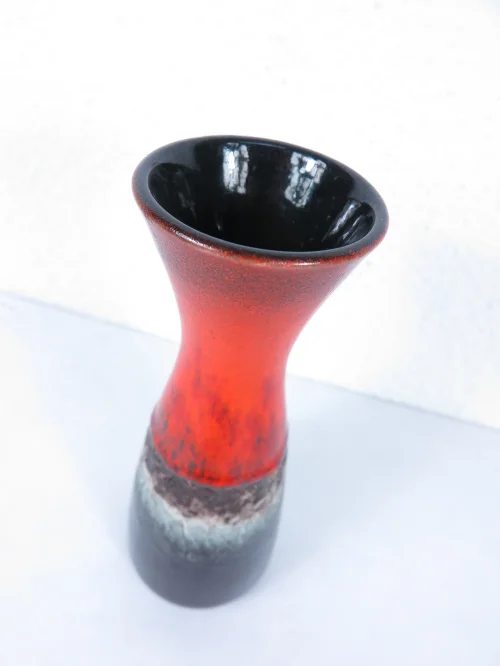 Bild 2 von 70er Vase Keramik, Oranger Fat Lavaoptik