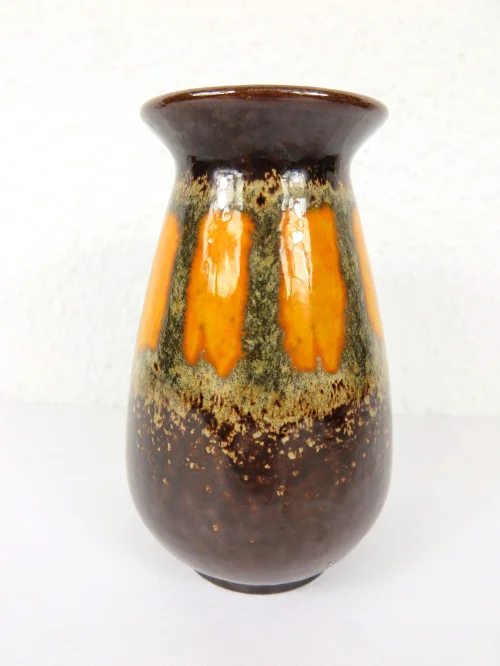 60er Vase Jasba, Orange Braun