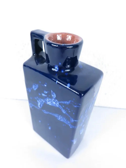 Bild 3 von 70er Vase eckig mit Henkel, Keramikvase