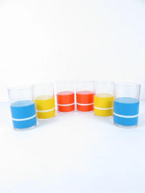 Bild 2 von 70er Wassergläser, Blau Orange Gelb