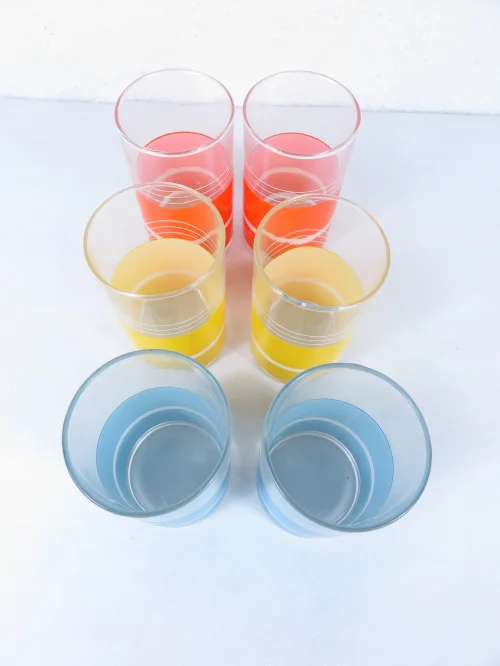 Bild 4 von 70er Wassergläser, Blau Orange Gelb