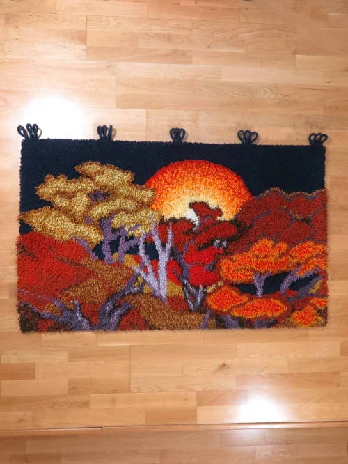 Bild 1 von 70er Wandbehang  Wolle Sonnenaufgang