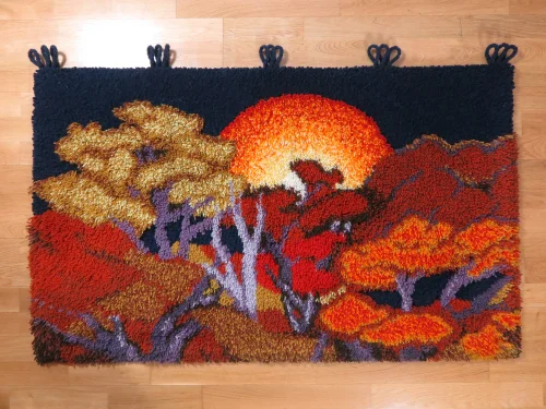 Bild 5 von 70er Wandbehang  Wolle Sonnenaufgang